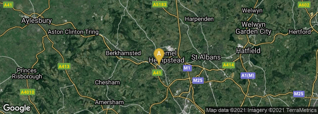 Detail map of Apsley, Hemel Hempstead, England, United Kingdom