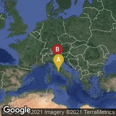 Overview map of Roma, Lazio, Italy,Ravenna, Emilia-Romagna, Italy,Città del Vaticano, Vatican City