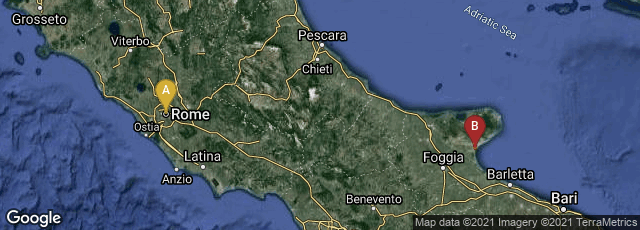Detail map of Roma, Lazio, Italy,Manfredonia, Puglia, Italy