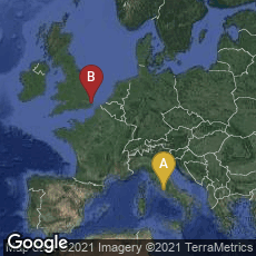 Overview map of Roma, Lazio, Italy,Canterbury, England, United Kingdom