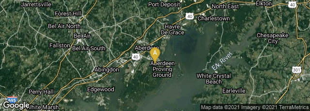 Detail map of Aberdeen Proving Ground, Maryland, United States