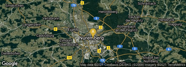 Detail map of Mitte, Nürnberg, Bayern, Germany