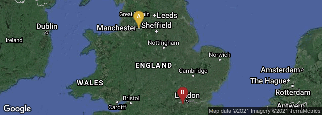Detail map of Manchester, England, United Kingdom,Teddington, England, United Kingdom