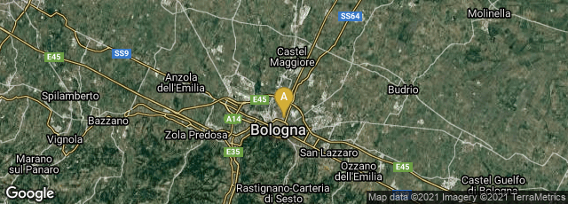 Detail map of Bologna, Emilia-Romagna, Italy