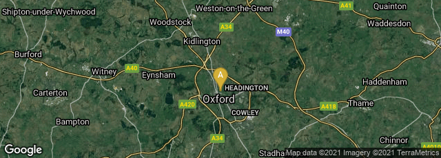 Detail map of Oxford, England, United Kingdom