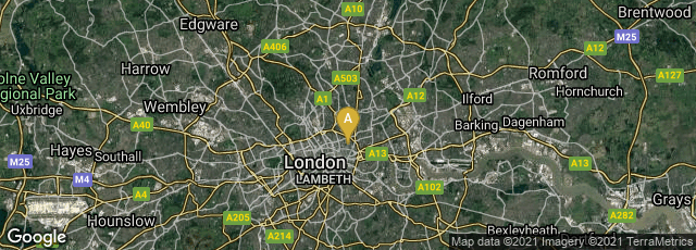 Detail map of London, England, United Kingdom
