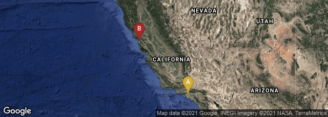 Detail map of Los Angeles, California, United States,San Francisco, California, United States