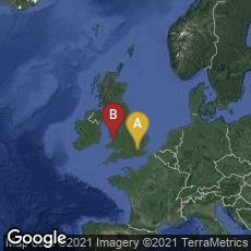 Overview map of London, England, United Kingdom,Aberystwyth, Wales, United Kingdom