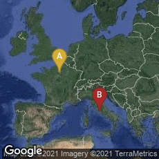 Overview map of Paris, Île-de-France, France,Roma, Lazio, Italy