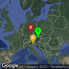 Overview map of Venezia, Veneto, Italy,Mitte, Nürnberg, Bayern, Germany,Melk, Niederösterreich, Austria