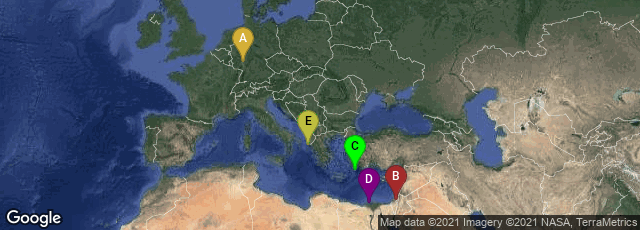 Detail map of Altstadt, Mainz, Rheinland-Pfalz, Germany,Jerusalem, Jerusalem District, Israel,Greece,El Beheira Governorate, Egypt,Greece