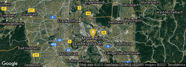 Detail map of Quadrate, Mannheim, Baden-Württemberg, Germany