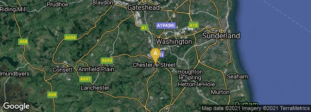 Detail map of Chester-le-Street, England, United Kingdom