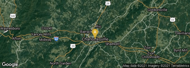 Detail map of Charlottesville, Virginia, United States