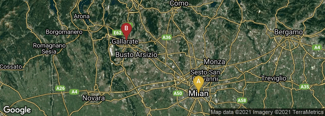 Detail map of Milano, Lombardia, Italy,Gallarate, Lombardia, Italy