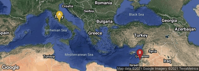 Detail map of Roma, Lazio, Italy,South Governorate, Lebanon