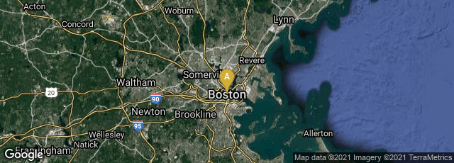 Detail map of Boston, Massachusetts, United States