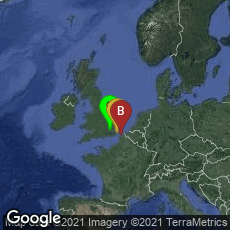 Overview map of Dover, England, United Kingdom,Calais, Hauts-de-France, France,London, England, United Kingdom