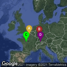 Overview map of Corbie, Hauts-de-France, France,Lorsch, Hessen, Germany,Tours, Centre-Val de Loire, France,St. Gallen, Sankt Gallen, Switzerland