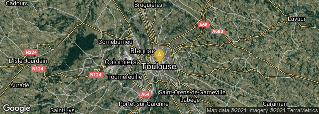 Detail map of Toulouse, Occitanie, France