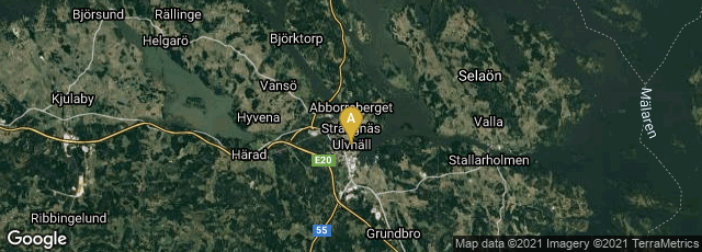 Detail map of Finninge-Ulvhäll, Strängnäs, Södermanlands län, Sweden