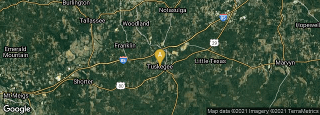 Detail map of Tuskegee, Alabama, United States