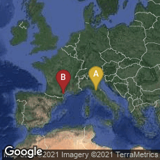Overview map of Firenze, Toscana, Italy,Narbonne, Occitanie, France
