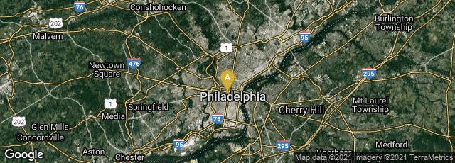 Detail map of Philadelphia, Pennsylvania, United States