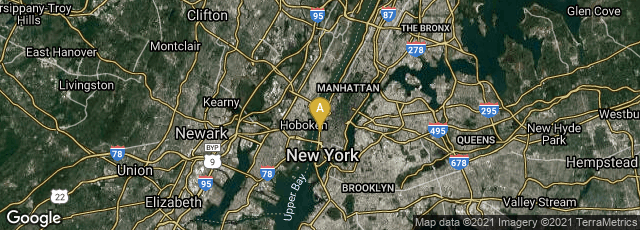Detail map of Manhattan, New York, New York, United States