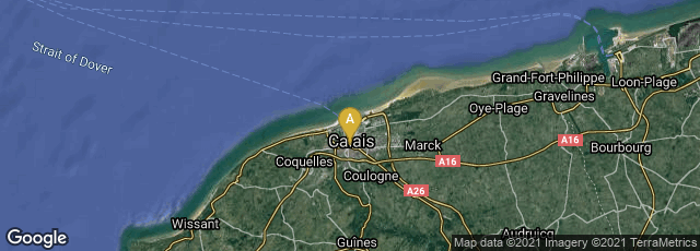 Detail map of Calais, Hauts-de-France, France