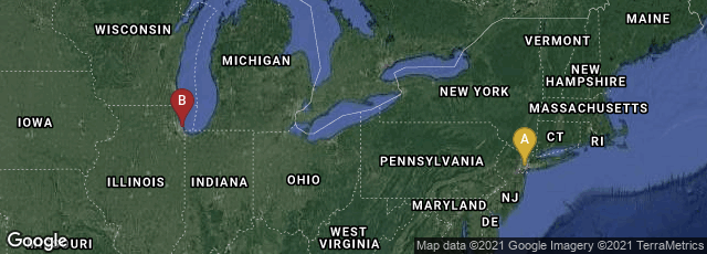 Detail map of Manhattan, New York, New York, United States,Chicago, Illinois, United States