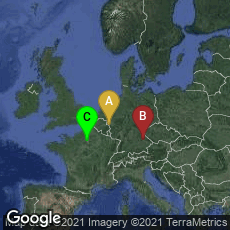 Overview map of Mitte, Aachen, Nordrhein-Westfalen, Germany,Innenstadt, Regensburg, Bayern, Germany,Saint-Denis, Île-de-France, France