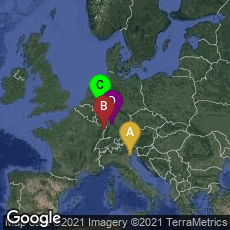 Overview map of Venezia, Veneto, Italy,Strasbourg, Grand Est, France,Innenstadt, Köln, Nordrhein-Westfalen, Germany,Heilbronn, Baden-Württemberg, Germany