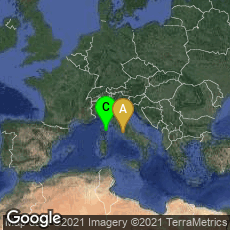 Overview map of Roma, Lazio, Italy,Città del Vaticano, Vatican City,Aléria, Corse, France