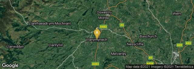 Detail map of Llanymynech, Wales, United Kingdom