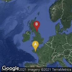 Overview map of Pluméliau-Bieuzy, Bretagne, France,Hexham, England, United Kingdom