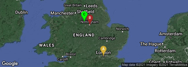 Detail map of London, England, United Kingdom,Sneinton, Nottingham, England, United Kingdom,Cromford, Matlock, England, United Kingdom