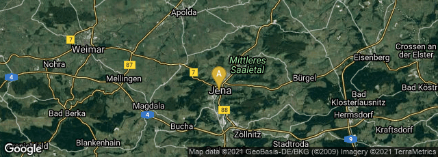 Detail map of Jena, Thüringen, Germany