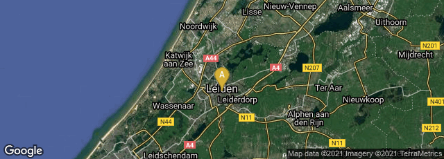 Detail map of Leiden, Zuid-Holland, Netherlands