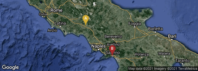 Detail map of Lazio, Italy,Salerno, Campania, Italy