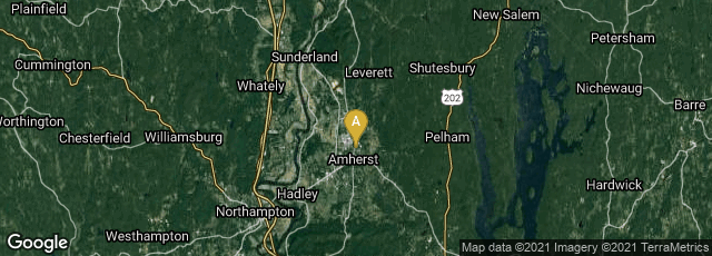 Detail map of Amherst, Massachusetts, United States