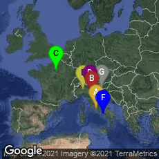 Overview map of Roma, Lazio, Italy,Bologna, Emilia-Romagna, Italy,Paris, Île-de-France, France,Verona, Veneto, Italy,Milano, Lombardia, Italy,Napoli, Campania, Italy,Trieste, Friuli-Venezia Giulia, Italy