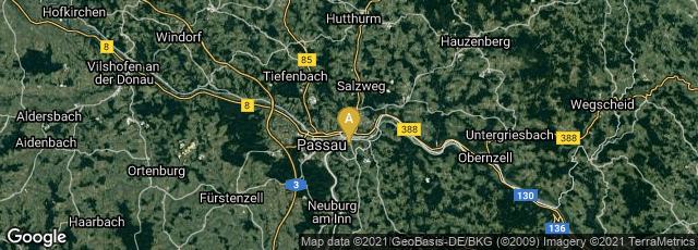 Detail map of Innstadt, Passau, Bayern, Germany