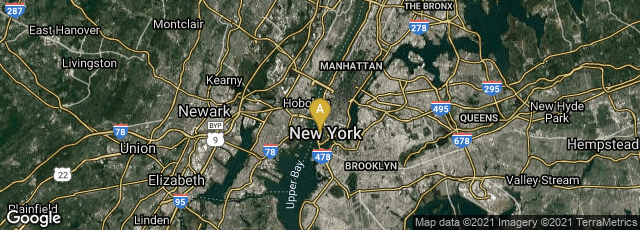 Detail map of Manhattan, New York, New York, United States