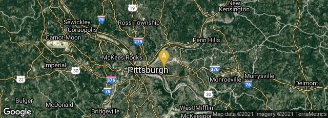 Detail map of Pittsburgh, Pennsylvania, United States
