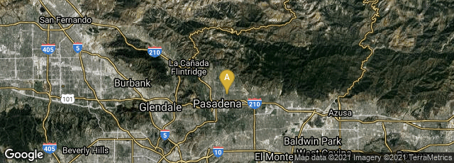 Detail map of Pasadena, California, United States