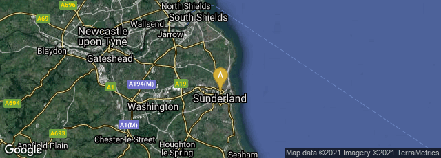 Detail map of Monkwearmouth, Sunderland, England, United Kingdom