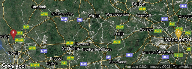 Detail map of Manchester, England, United Kingdom,Bootle, Liverpool, England, United Kingdom