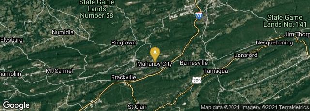 Detail map of Mahanoy City, Pennsylvania, United States