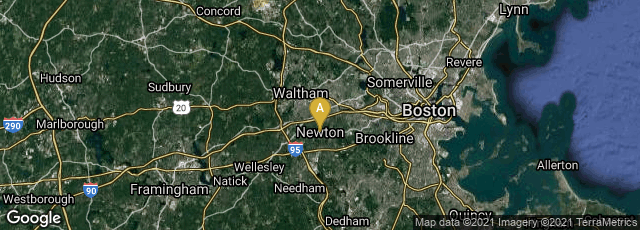 Detail map of Newton, Massachusetts, United States